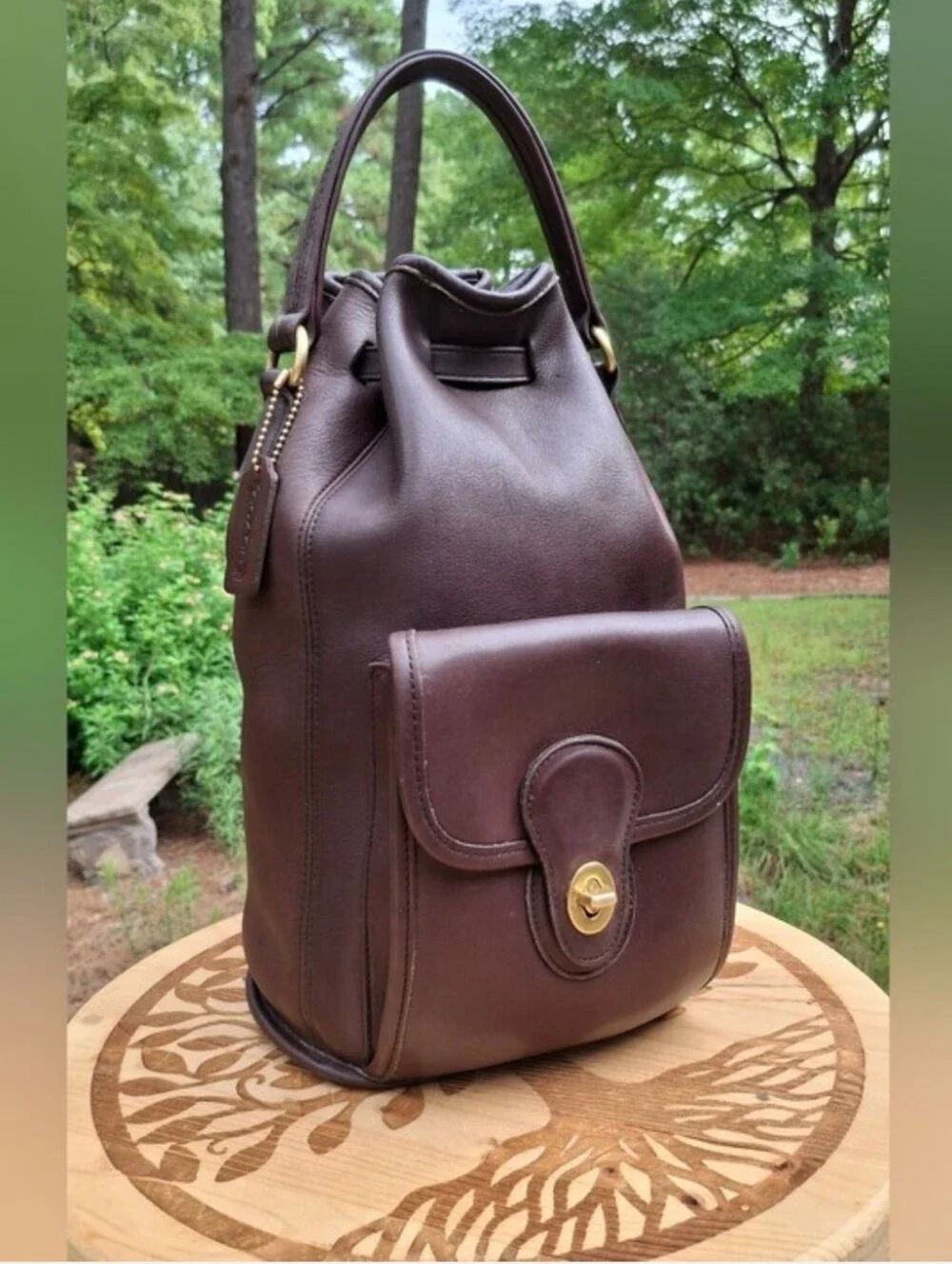 Vintage 1996 Coach Dark Brown Leather Classic Handle Backpack Rucksack #9992
